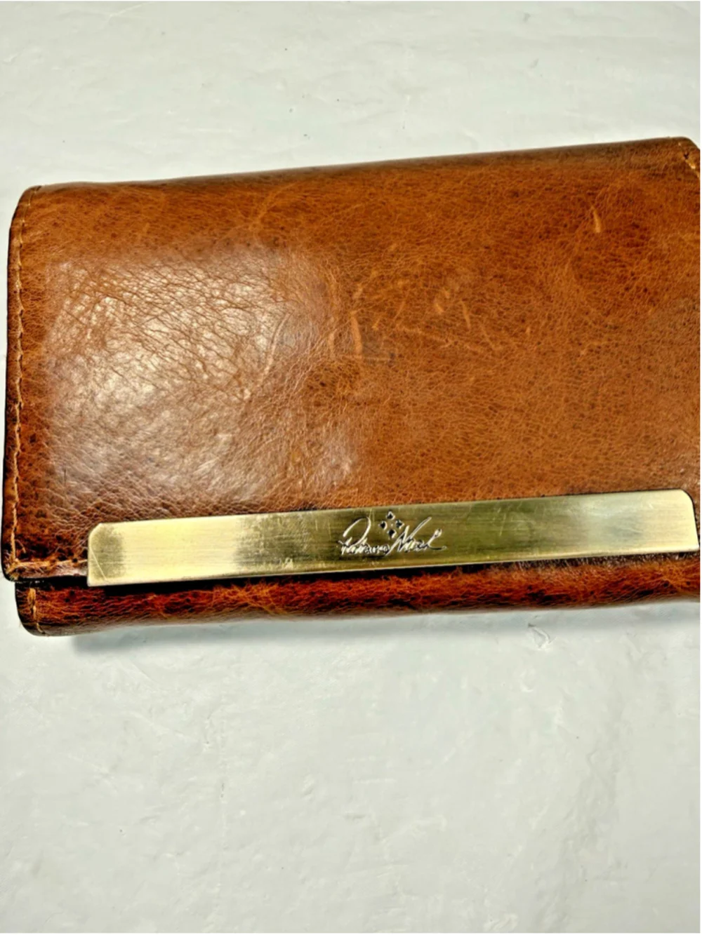 Patricia Nash Tri-Fold Wallet Organizer Smooth Brown Leather